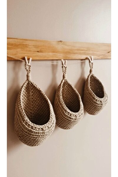 Jüt Home Jüt Hasır Duvar Sepeti 3'lü Set