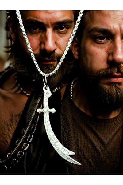 whocares قلادة للجنسين سيف زولفيقار مع سلسلة فولاذية ذات جودة عالية وأنيقة باللون الفضي