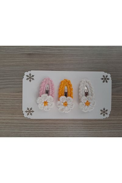 Accessories Βρεφική και παιδική αγκράφα με φιγούρα μαργαρίτας - Πλεκτό σετ 3 τεμαχίων με κουμπωτά