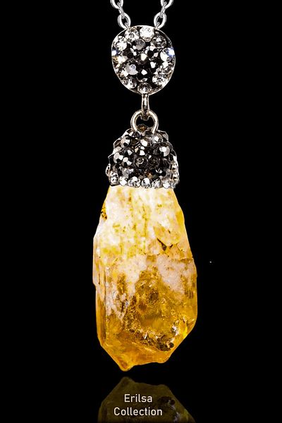 Tesbih Atölyesi Zircon Stone Citrine Necklace - Raw Unprocessed and Certified