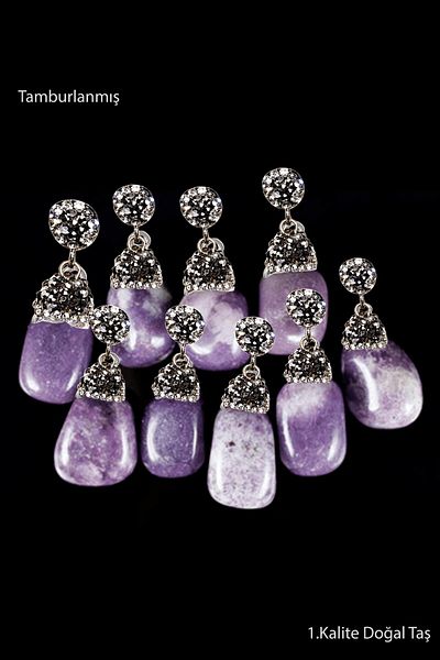 Tesbih Atölyesi Zircon and Lepidolite Stone Drummed Necklace - Certified