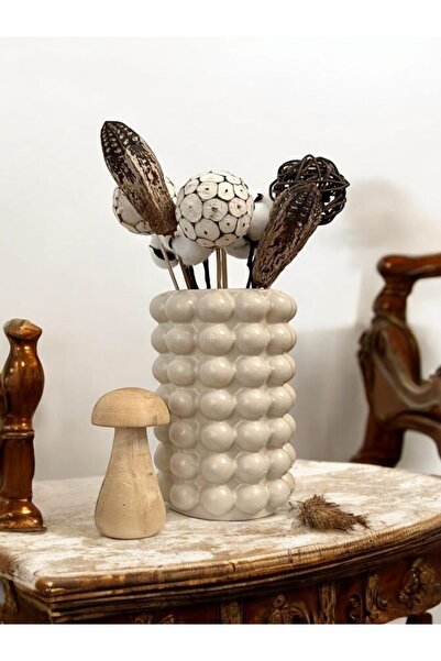 gözde hobi Gözdehobi Beton Baloncuklu Vazo | Dekorasyon Saksı Vazo | Bej Renk Dekoratif