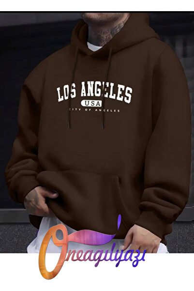 oneagılyazı سويت شيرت بغطاء للرأس مطبوع عليه لوس أنجلوس