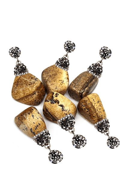 Tesbih Atölyesi Zircon Stone Tumbled Brown Zebra Jasper Necklace - Certified