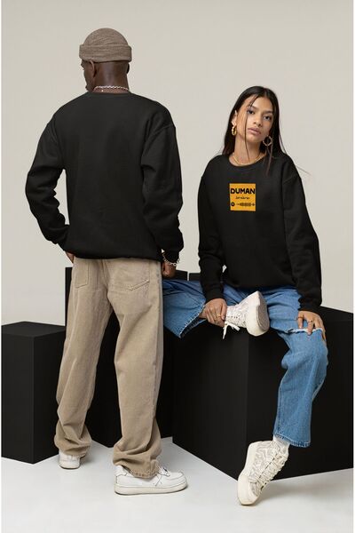 swOzz Smoke Darmaduman Qr cod imprimat bumbac oversize unisex negru hanorac
