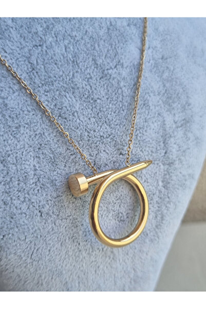 Brassito Kadın çelik kolye çivi model gold renk kararmaz 316L