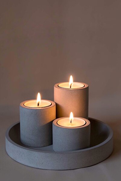 LALEZEN HOME Beton Tepsili 3lü Beton Mumluk