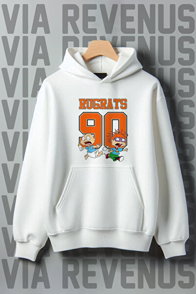 Vordevia Rugrats Štampano - Široka bijela Sa kapuljačom majica, kengur džep, ...