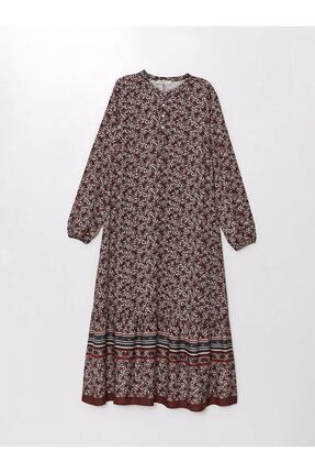 LC Waikiki LCW Grace Bisiklet Yaka Desenli Uzun Kollu Kad n Elbise Fiyat Yorumlar Trendyol