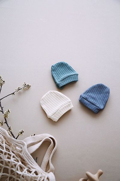 OhlalaKoala Set of 3 Indigo-Cream-Green Newborn Gloves