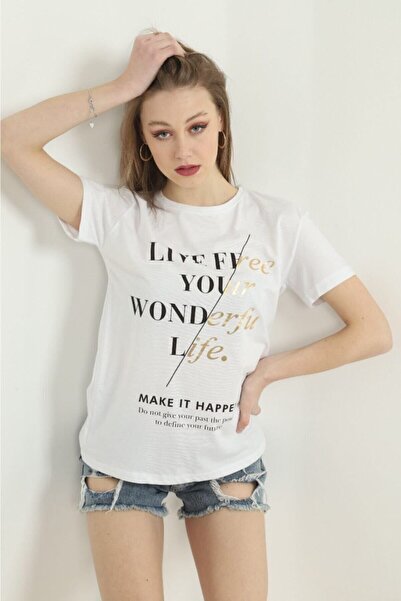 WoolnClyde Tricou de damă, ocazional, alb, din bumbac, cu mânecă scurtă, cu croiala confortabilă, cu guler rotund (bicicletă)