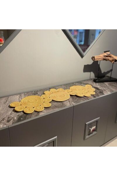 GNG Home Tekstil Alergă decorativă tricotată manual din iuta răchită 30x90