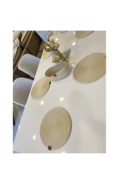 GNG Home Tekstil Gng Home Tesktil Jute Wicker Supla 6 قطع تقديم أمريكي وسلة خبز بيج