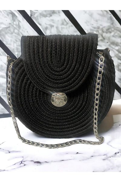 GNG Home Tekstil Straw Hand Knitted Shoulder Bag with Strap