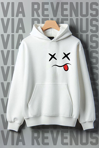 Vordevia Bela Sa kapuljačom Smile Štampano široka majica - kengur džep, 3 niti