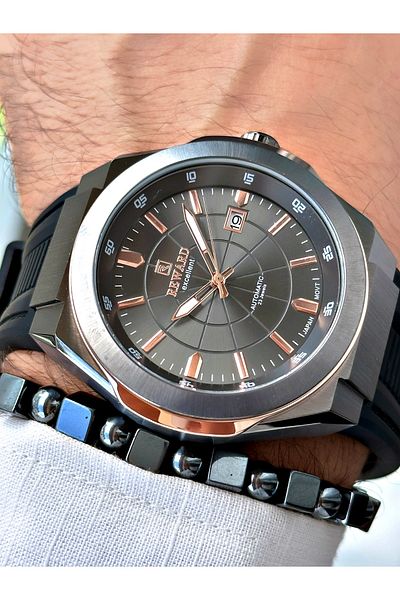 Reward Men's Wristwatch - Black Color, Steel Case, Mechanism, Luxury Bracelet
