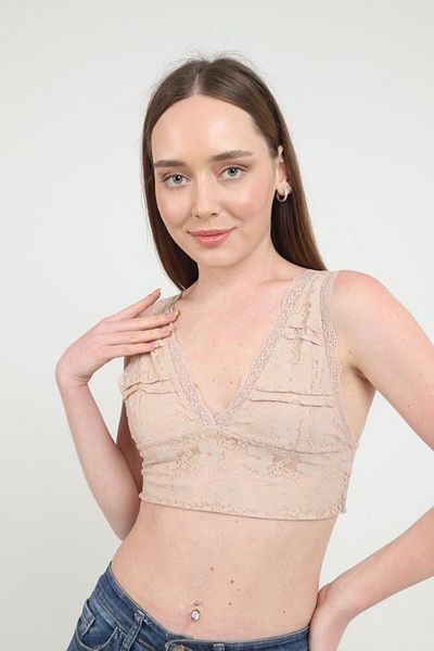 WoolnClyde Γυναικείο Κρεμ Δαντελένιο Bralet