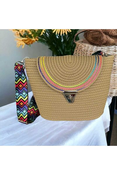 GNG Home Tekstil Jute Rope Hand Knitted Shoulder Bag with Strap