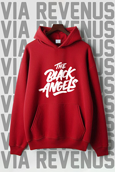 Vordevia Φούτερ με κουκούλα The Black Angels με στάμπα καγκουρό, 3 κλωστές, φ...