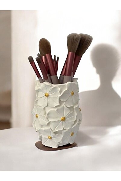gözde hobi Çiçek Desenli Vazo Kalemlik - Şık Dekoratif Organizer ve Masa Üstü Düzenleyici