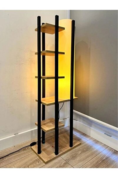 aynur abacur Dekoratif Kitaplık Siyah Raflı Lambader Kitapraf
