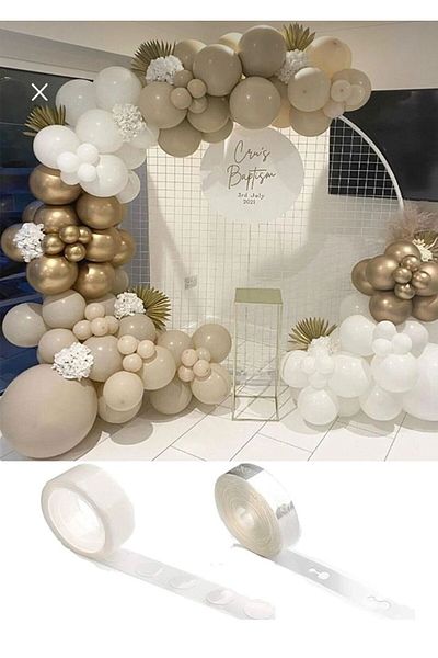 Yogi parti 10 Metallic Gold 25 White 25 Stone Sand Color Balloon Chain