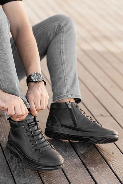 tomıross Cizme cu talpă din cauciuc cu șireturi model Tony-5721 cu fermoar și elastic