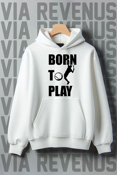 Vordevia Tennis Printed Wide Fit Hooded Sweatshirt - 3 Thread Raster Kangaroo Pocket