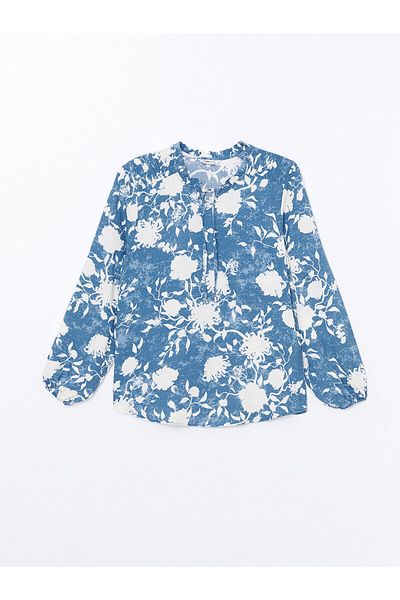 LC Waikiki Gemusterter Kragen – gebundene Damenbluse LCW
