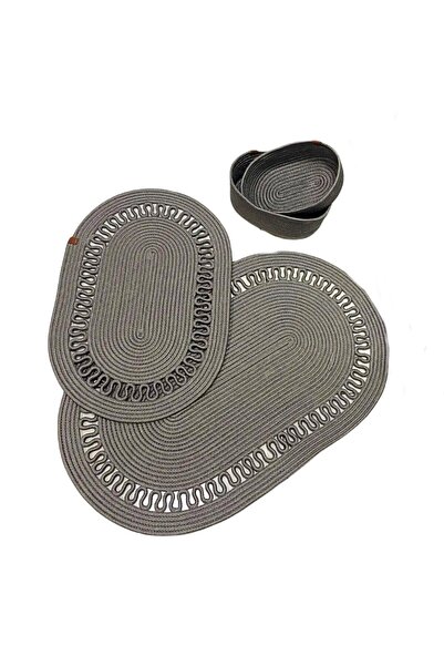 GNG Home Tekstil Джутова килимова ванна килимок набір 2 штуки овальний килимок 2 штуки кошик сірий комплект