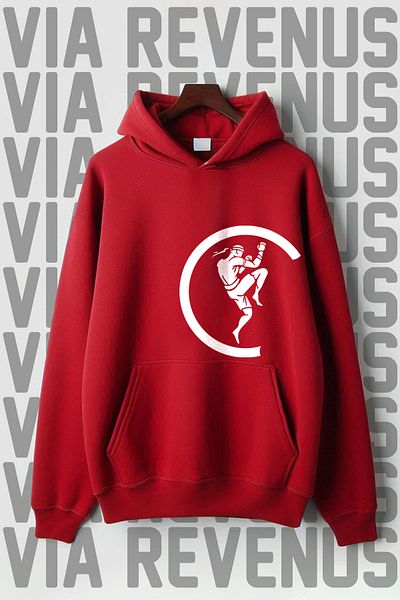 Vordevia Muay Thai Patterned Kangaroo Pocket - 3 Thread Oversize Hooded Sweatshirt