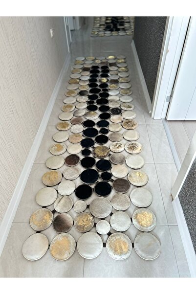 Victory Leather Carpet Dekoratif gold detaylı deri halı