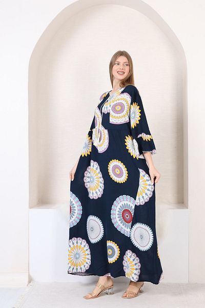 mervemoda Γυναικείο υφαντό φόρεμα με μακρύ μανίκι τριών τετάρτων