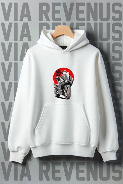 Vordevia Μοτοσικλέτα με μοτίβο - Τσέπη καγκουρό με 3 νήματα, φούτερ με φαρδιά...