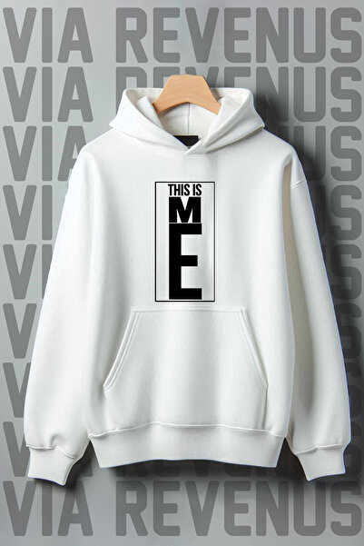 Vordevia Світшот з капюшоном і кишенею з принтом Me - 3 нитки, широкий крій