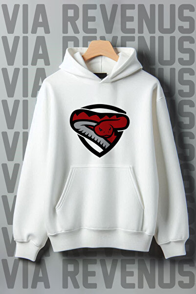 Vordevia Bela Sa kapuljačom , Snake Štampano široka majica - kengur džep, 3-n...