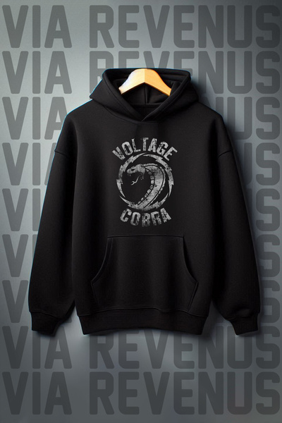 Vordevia Широко разкроен черен суитшърт с качулка и щампа на змия