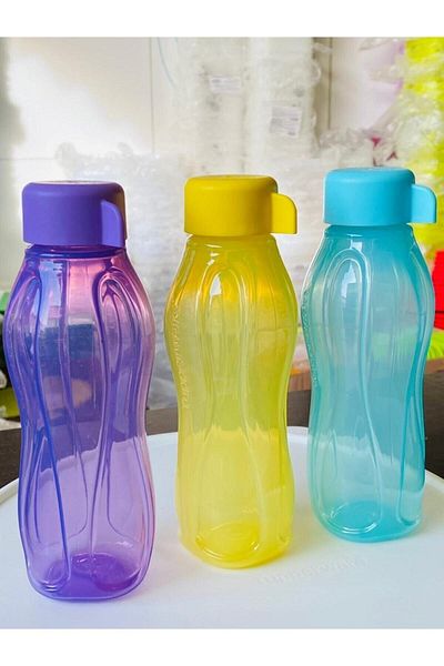 Tupperware مجموعة زجاجات صديقة للبيئة سعة 310 مل مكونة من 3 قطع (ليلا-أزرق-تركواز)