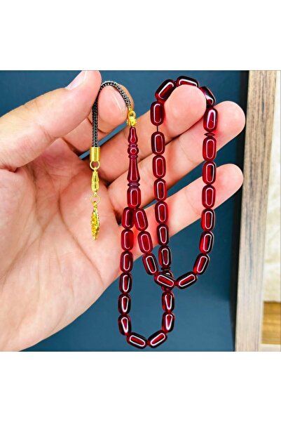 TESBİH ADAM Огнено-кехлибарени червени капсулни молитвени мъниста