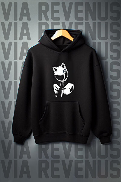 Vordevia Φούτερ Girl Biker με στάμπα καγκουρό με μαύρη κουκούλα - φαρδιά εφαρ...