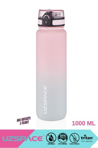 Uzspace 1000ml Large Size Motivational Water Bottle - Double Color Softtouch Tritan Water Bottle
