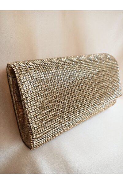 Gül Karatekin KadınGold Taşlı Mini kutu Clutch Portföy Düğün Nişan Özel gece ...