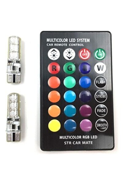 APEXİ Kumandalı T10 Araç Park Ampulü Rgb Led Ampul- 2 Adet