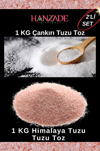 Hanzade Bitkisel Çankırı Tuzu 1 Kg + Himalaya Tuzu 1 Kg Toz Öğütülmüş Doğal Kaya Tuzu Seti