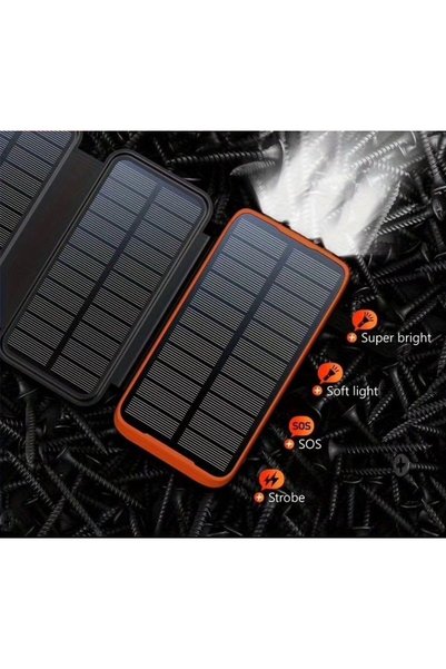 TEKNOPARKTA Güneş Enerjili 20000 Mah Powerbank solar 4 Panel Su Geçirmez Hızlı PD 20W Hızlı Şarj