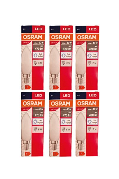 Osram Led Value 4,9w 6500k Beyaz Işık 470lm E14 Mum 6 Lı Paket