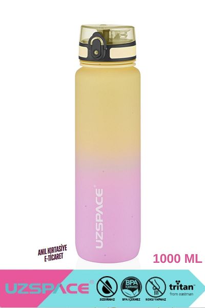 Uzspace 1000ml Large Size Motivational Water Bottle - Double Color Softtouch Tritan Water Bottle