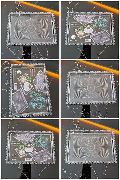 GM Smiling Avm 6-Piece Beaded Mica Presentation Tray | Rectangular Coffee Serving Tray | Bead Tray