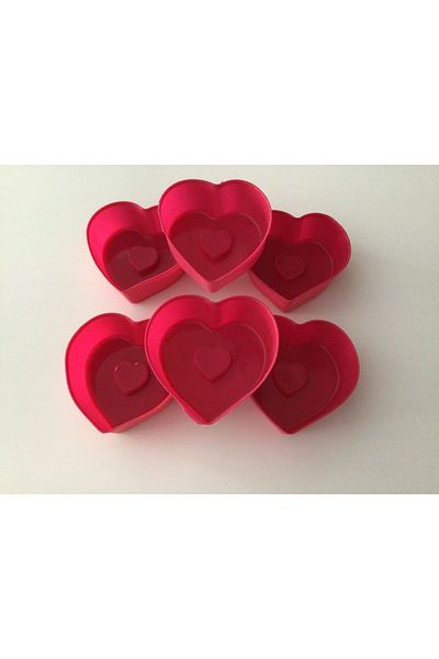 PİNK ROSE Bybirgül Red 18 Pieces Mini Silicone Heart Cake Mold, Muffin Mold 18 Pieces