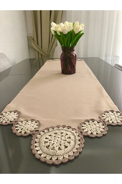 Parla Life Λινό ύφασμα Καφέ Πλεκτό Μοτίβο Runner 40x145